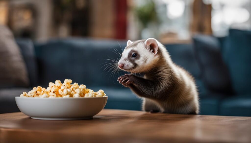 Preventing ferrets from eating popcorn