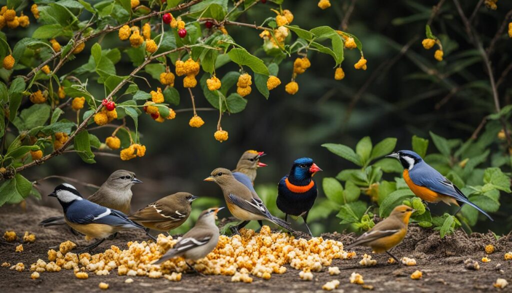 feeding wild birds popcorn