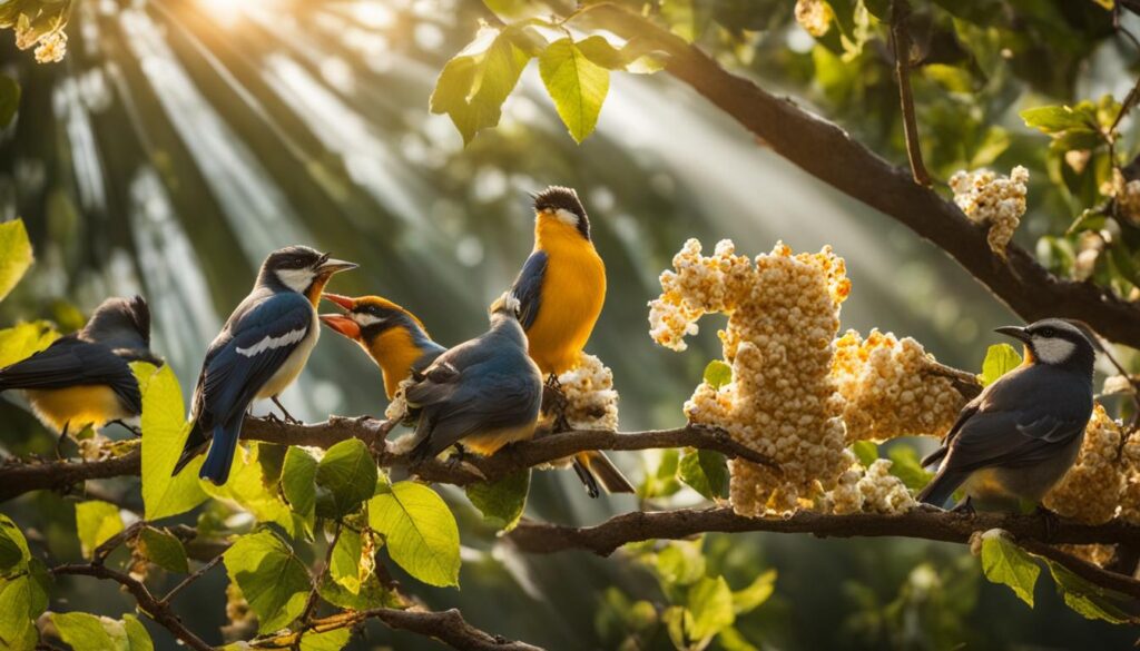 feeding wild birds popcorn