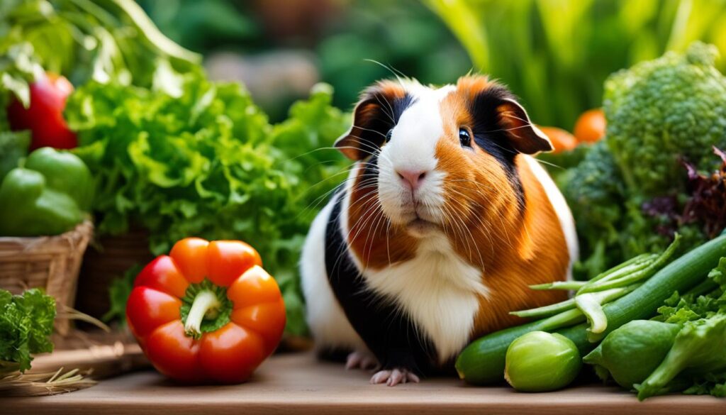 guinea pig eating fresh vegetables