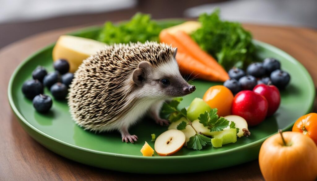 hedgehog enjoying a balanced diet