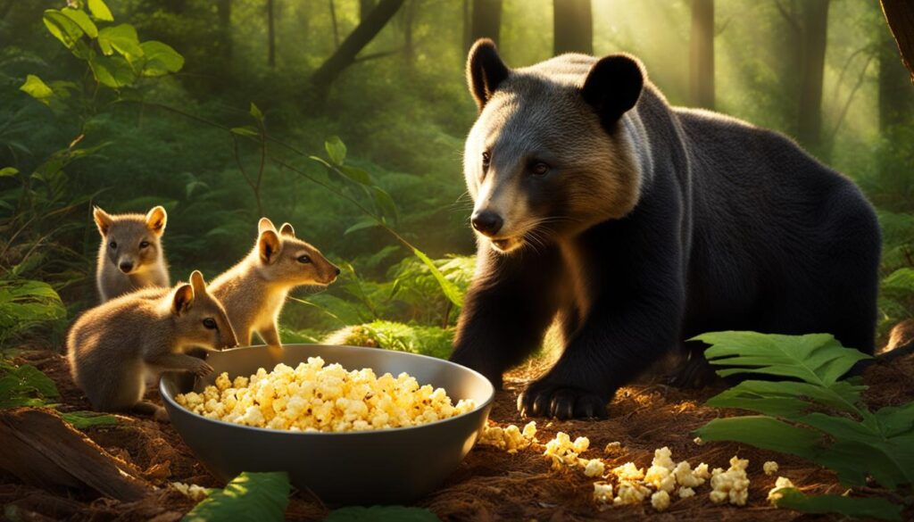 wild animals and popcorn